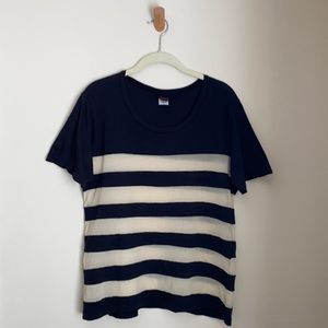 LnA Stripe Short Sleeve T-shirt, Black and Cream, Size Small